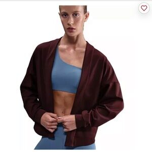 Nike women’s zenvy dri-fit oversized cardigan burgundy